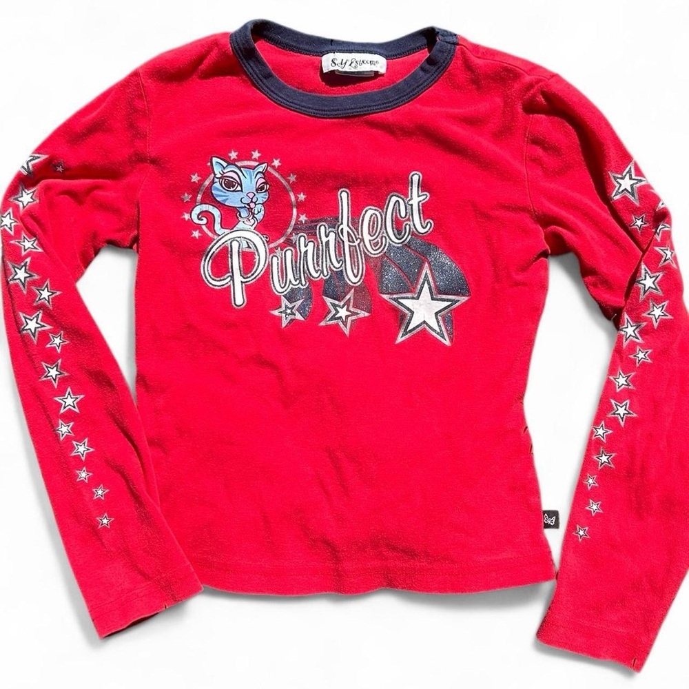 Self Esteem Red 'Purrfect' Long Sleeve Tee